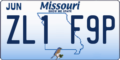 MO license plate ZL1F9P