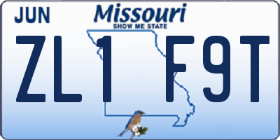 MO license plate ZL1F9T