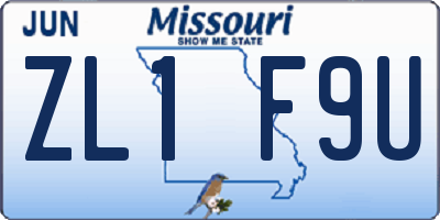 MO license plate ZL1F9U