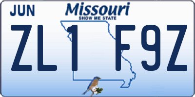 MO license plate ZL1F9Z