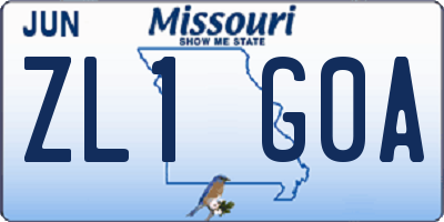 MO license plate ZL1G0A