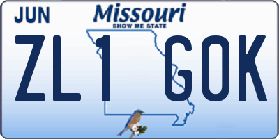 MO license plate ZL1G0K