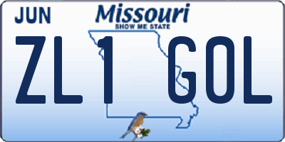 MO license plate ZL1G0L