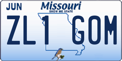 MO license plate ZL1G0M