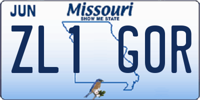 MO license plate ZL1G0R