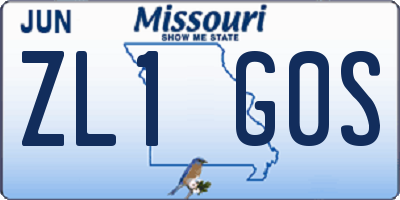 MO license plate ZL1G0S