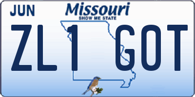 MO license plate ZL1G0T