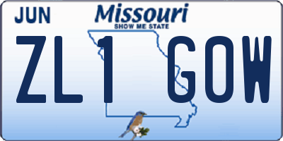 MO license plate ZL1G0W