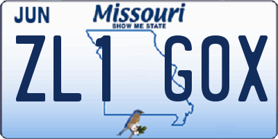 MO license plate ZL1G0X