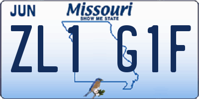 MO license plate ZL1G1F