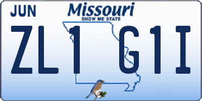 MO license plate ZL1G1I