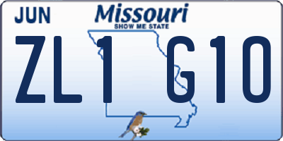 MO license plate ZL1G1O
