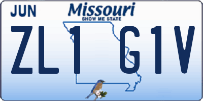 MO license plate ZL1G1V