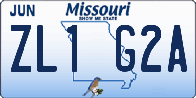 MO license plate ZL1G2A