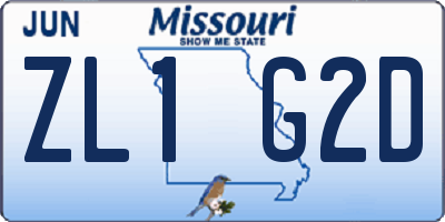 MO license plate ZL1G2D