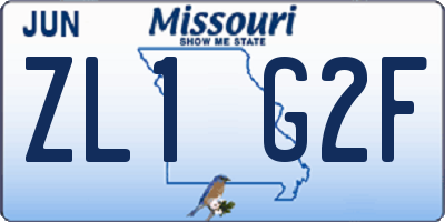 MO license plate ZL1G2F