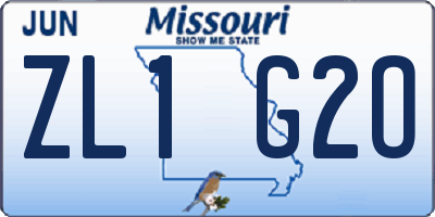 MO license plate ZL1G2O