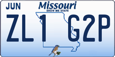 MO license plate ZL1G2P