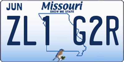 MO license plate ZL1G2R