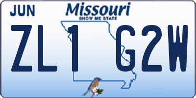 MO license plate ZL1G2W