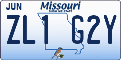 MO license plate ZL1G2Y