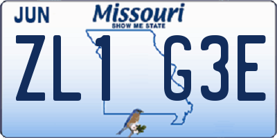 MO license plate ZL1G3E