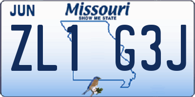 MO license plate ZL1G3J