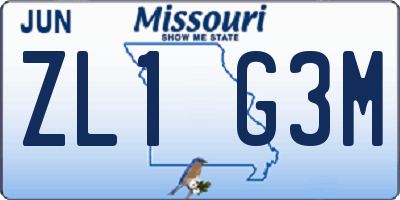 MO license plate ZL1G3M