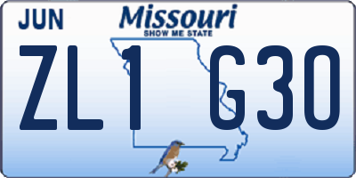 MO license plate ZL1G3O