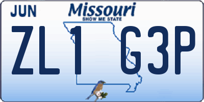 MO license plate ZL1G3P