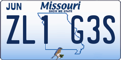 MO license plate ZL1G3S