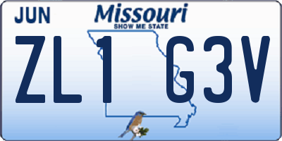 MO license plate ZL1G3V
