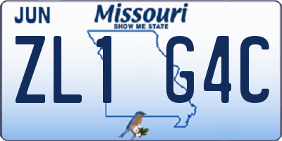 MO license plate ZL1G4C