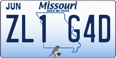 MO license plate ZL1G4D