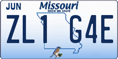MO license plate ZL1G4E