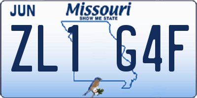MO license plate ZL1G4F
