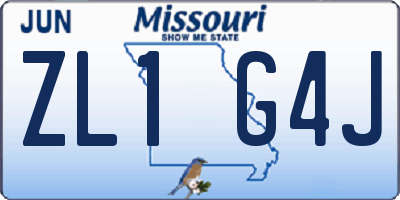 MO license plate ZL1G4J