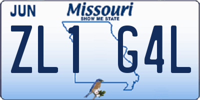 MO license plate ZL1G4L