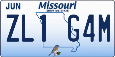 MO license plate ZL1G4M