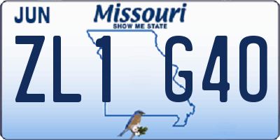 MO license plate ZL1G4O