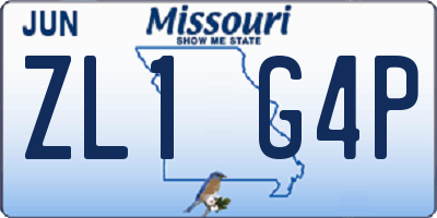 MO license plate ZL1G4P