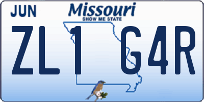 MO license plate ZL1G4R