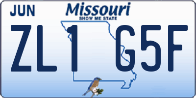 MO license plate ZL1G5F