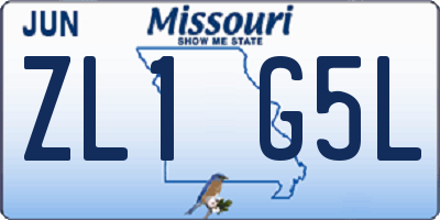 MO license plate ZL1G5L