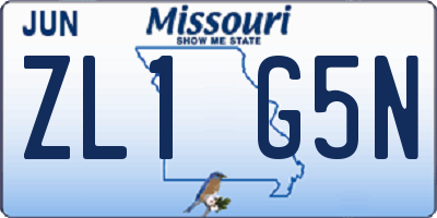 MO license plate ZL1G5N