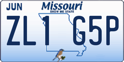 MO license plate ZL1G5P