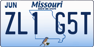 MO license plate ZL1G5T