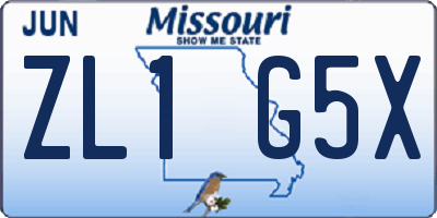 MO license plate ZL1G5X