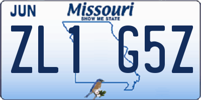MO license plate ZL1G5Z
