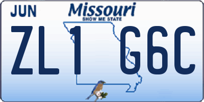 MO license plate ZL1G6C
